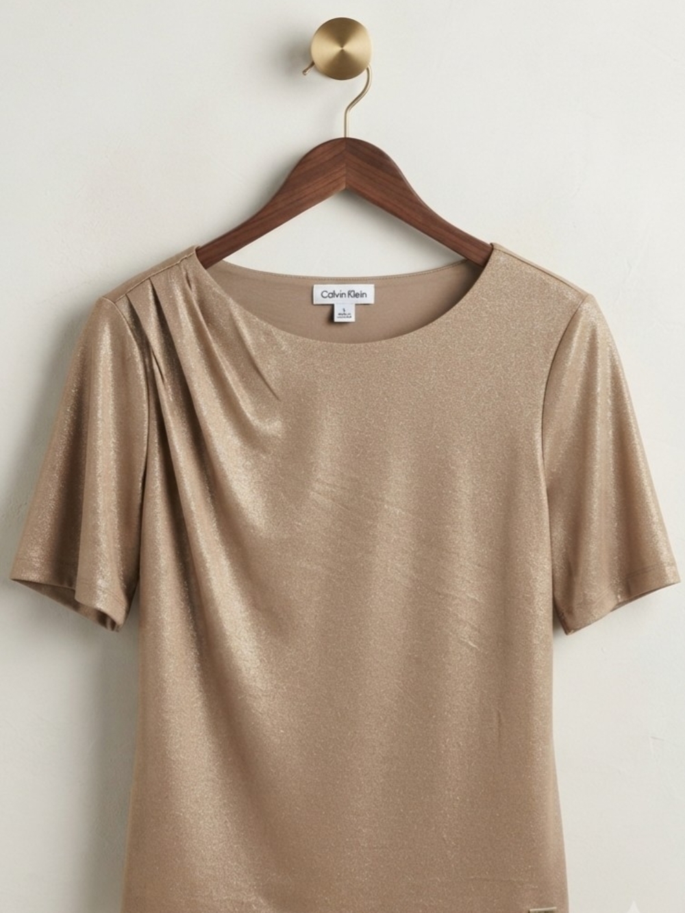 Calvin Klein Metallic Gold Short Sleeve Top